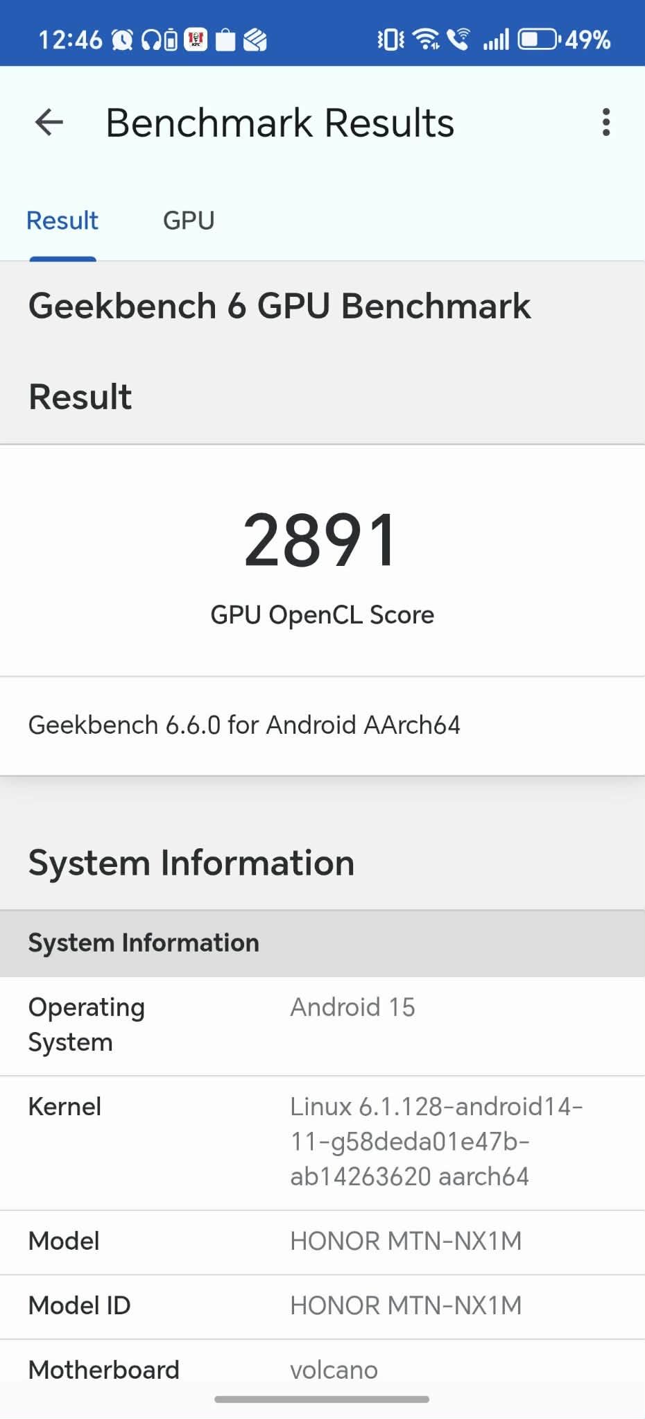 Honor Magic 8 Lite Geekbench 6 układ graficzny