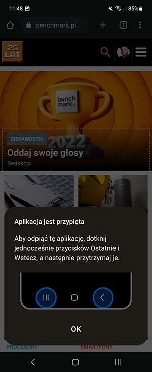 przypinanie aplikacji Samsung