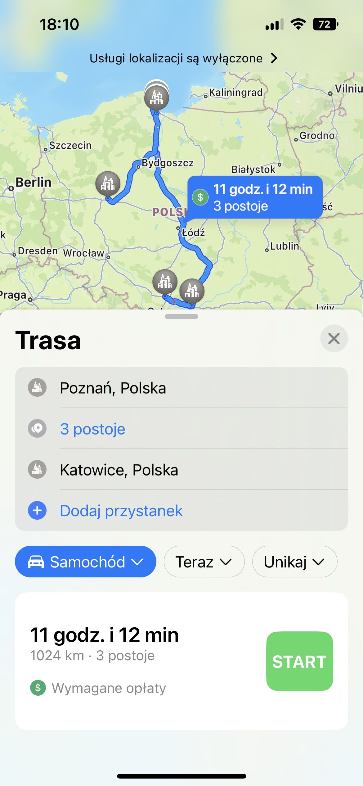 Trasa Mapy Apple iOS 16