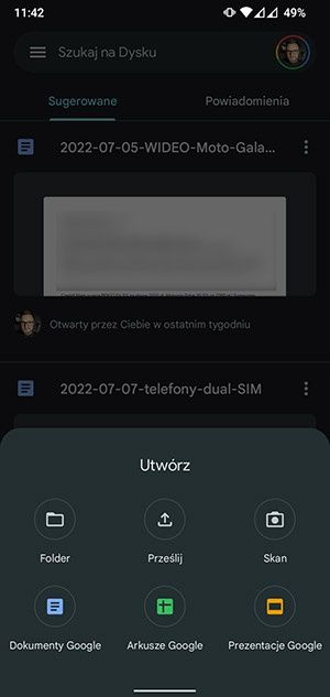 skanowanie dokumentów Dysku Google