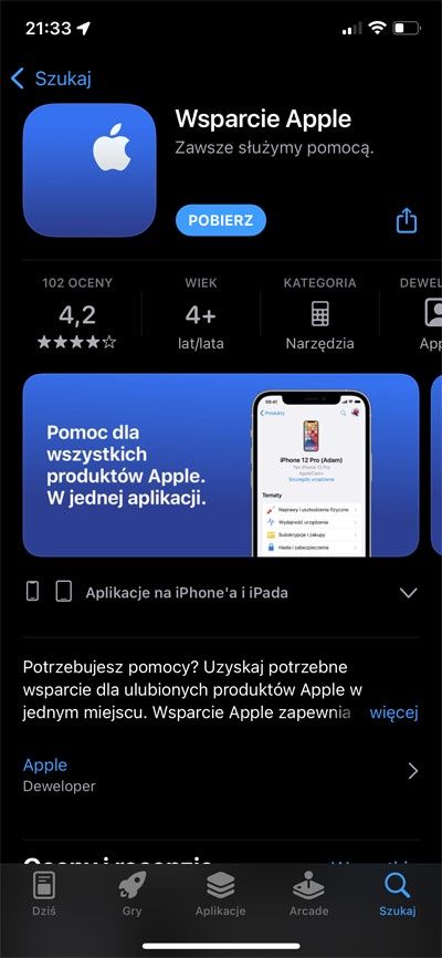 wsparcie aple