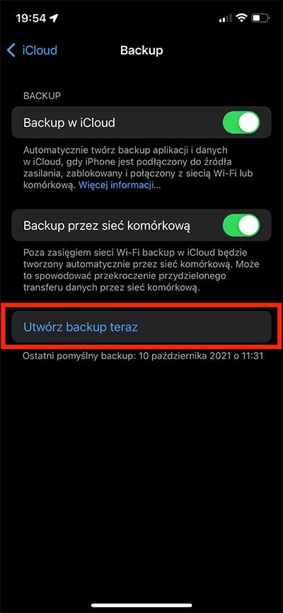 utwórz backup
