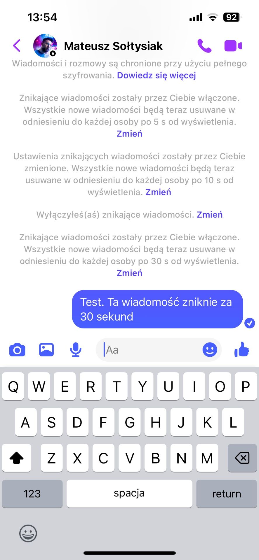 Tajne wiadomości Messenger