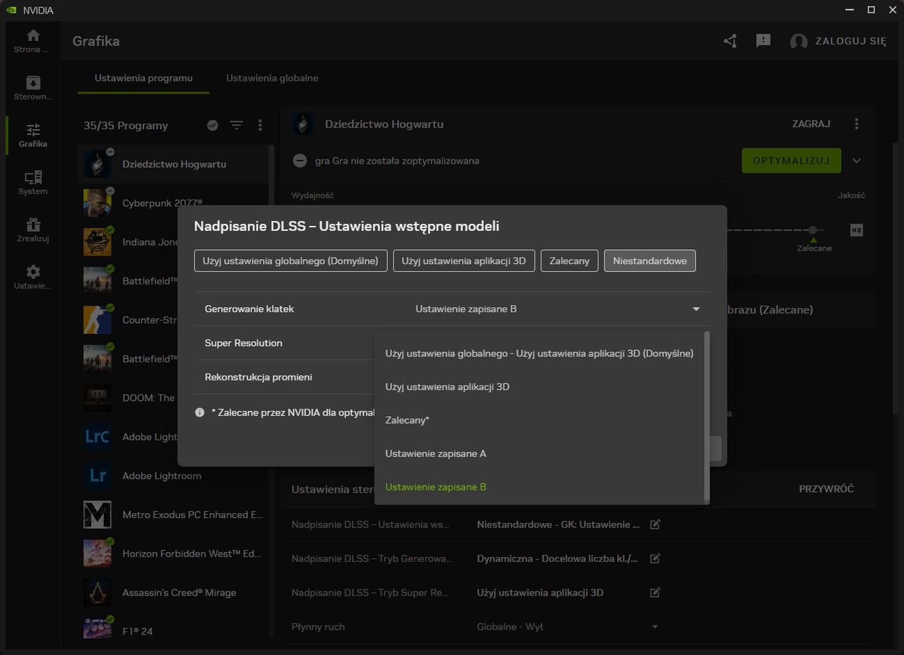 NVIDIA DLSS 4.5 Dynamic Multi Frame Generation - profil B
