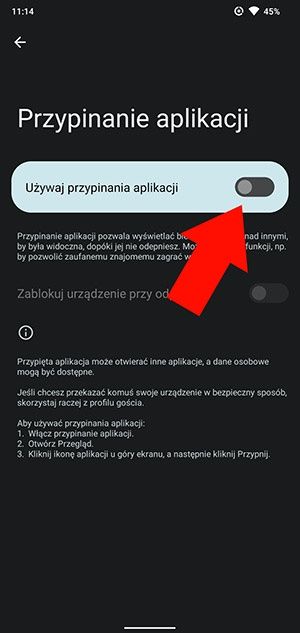 przypinanie aplikacji Android