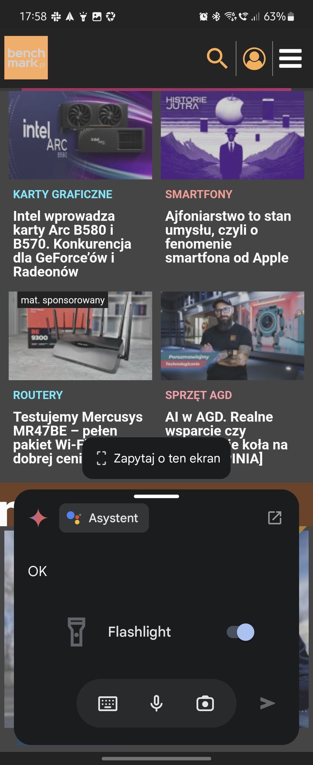 "Włącz latarkę" z Asystentem i Utilities