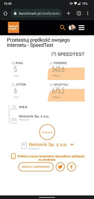 speedtest - test szybkości internetu