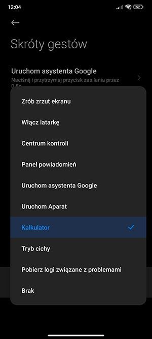 skróty gestów