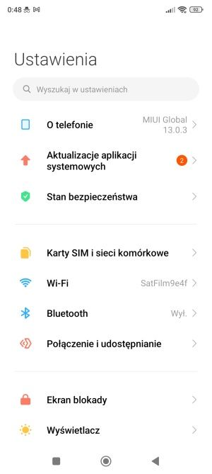 POCO M5 system ustawienia