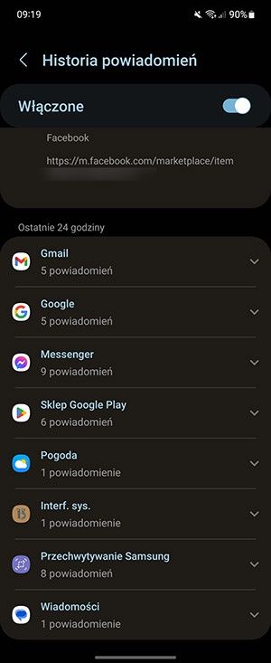 Historia powiadomień