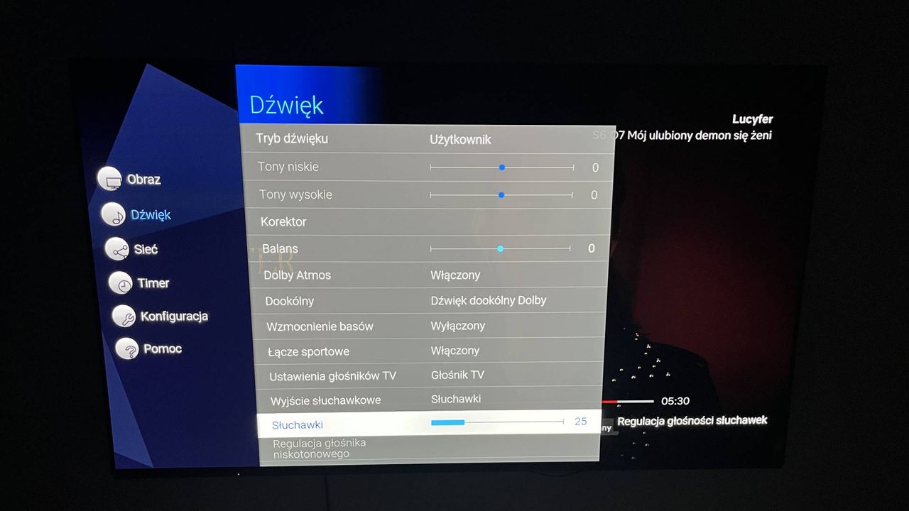 Panasonic TX-65JZ1500 - menu ustawień dźwięku 1