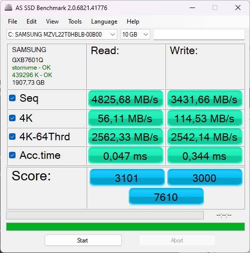 MSI Raider GE78 HX 13V - AS SSD