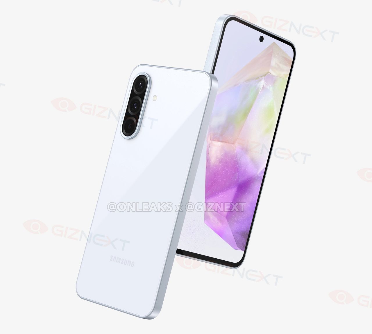 Samsung Galaxy A36 - wizualizacja na podstawie przecieków (fot. Giznext / @OnLeaks)
