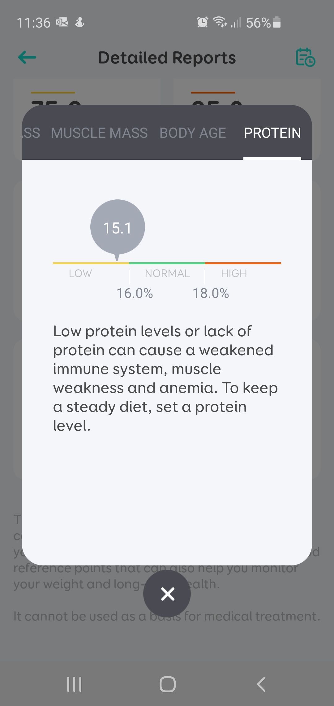 EUFY Smart Scale P1 - relacje wyniku do normy