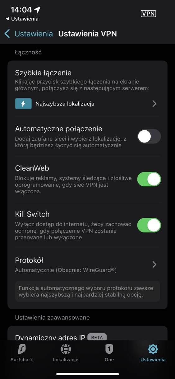 Surfshark VPN - aplikacja mobilna 3/3