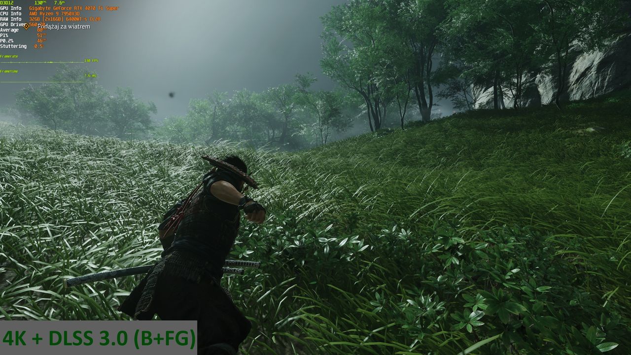 Ghost of Tsushima - porownanie 2 - 4K + DLSS B + FG