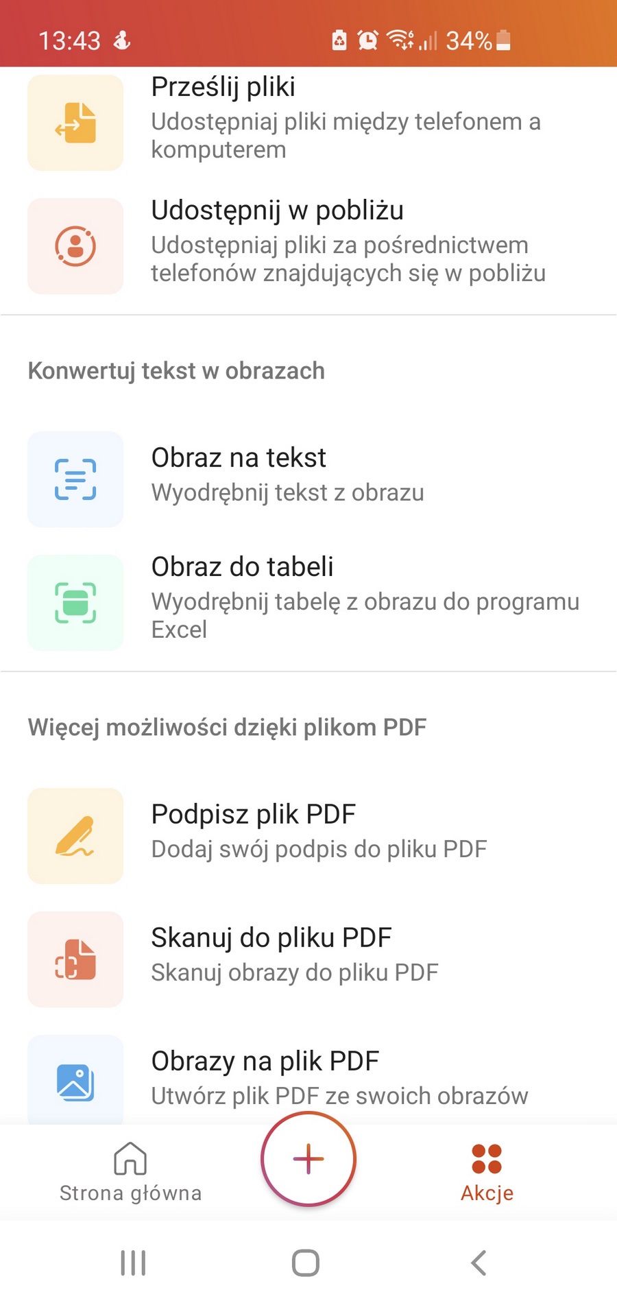 Microsoft 365 - inne akcje mobilnego Office