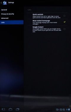 Sony Tablet S - ustawienia