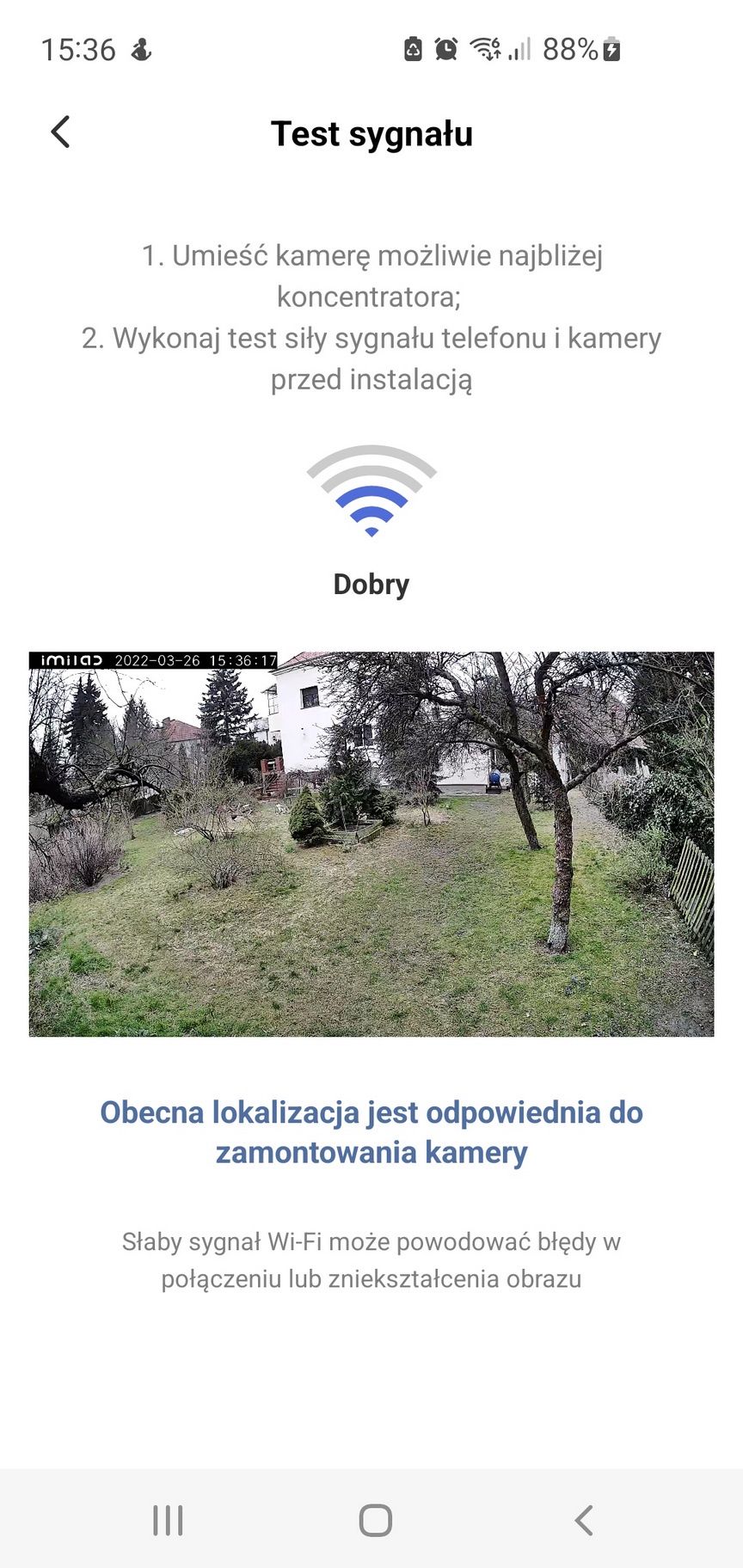 IMILAB EC4 - dobry wynik testu sygnału