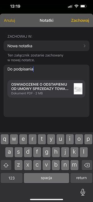 zapis nowego pliku do podpisu odręcznego