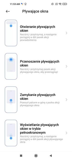 pływające okna MIUI 12