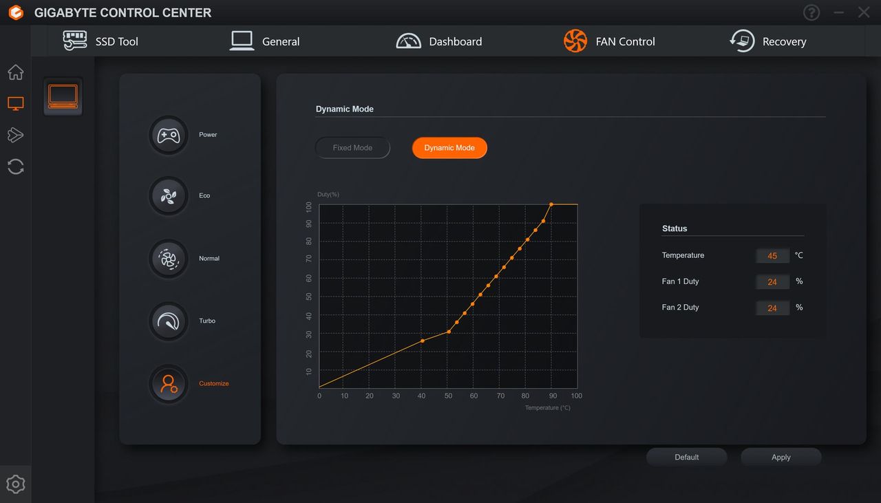 Gigabyte AERO 16 OLED - Gigabyte Control Center 1