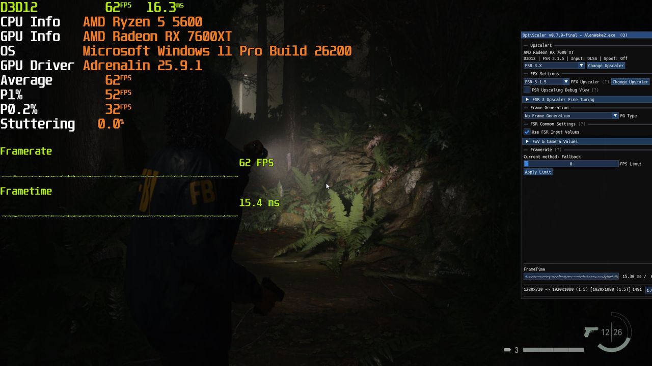 Alan Wake 2 - Optiscaler FSR 3.1