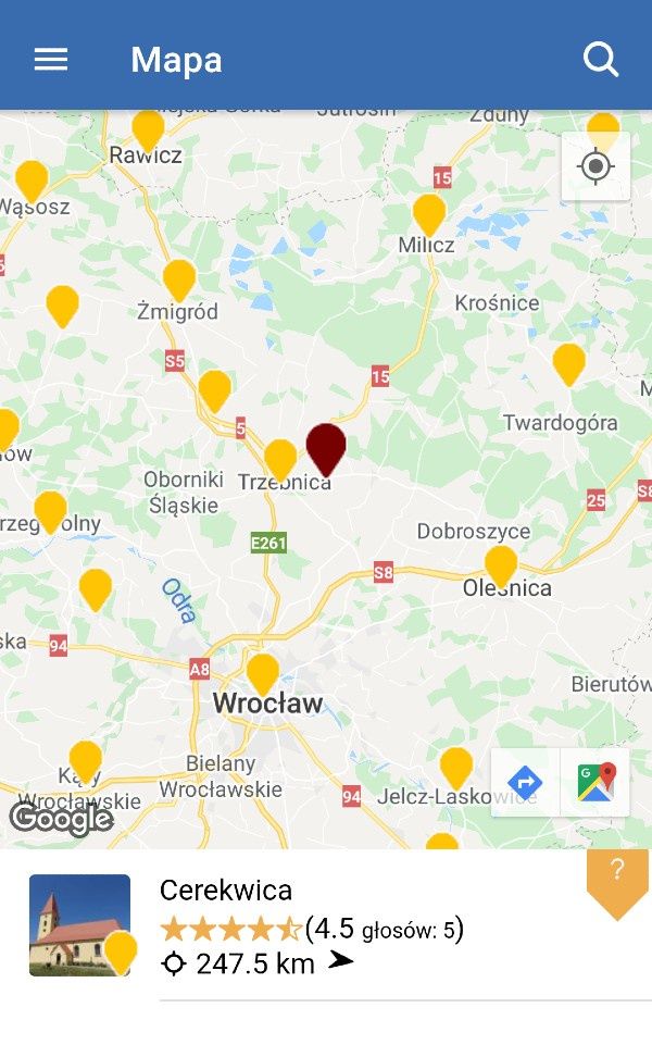 polskie szklaki brak punktow na mapie