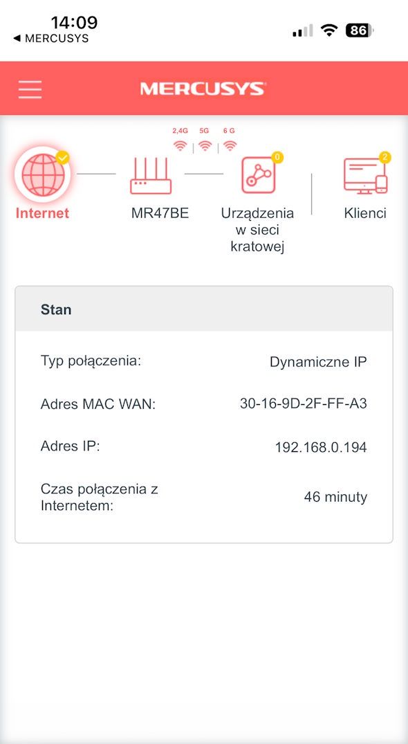 Mercusys EasyMesh MR47BE - panel sterowania 1