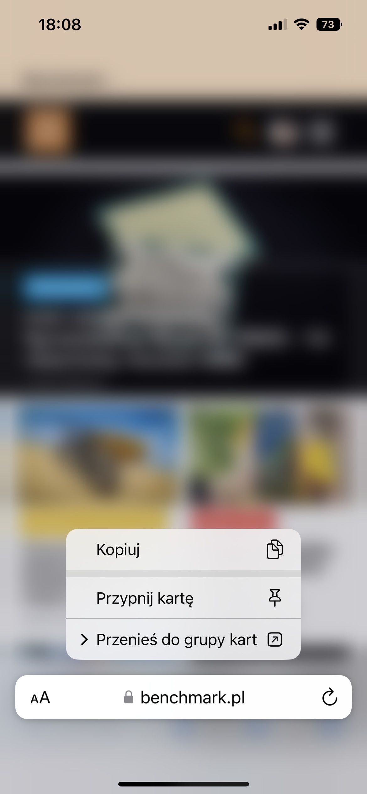 Przypinanie kart w Safari iOS 16