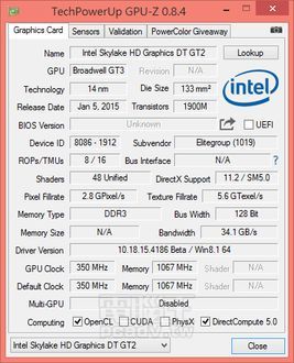 Intel Core i7-6700K procesor specyfikacja GPUZ