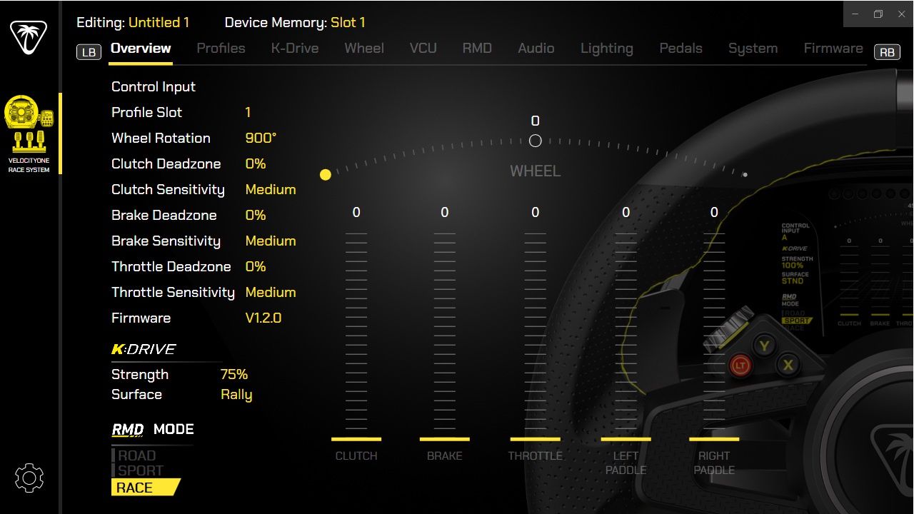 Turtle Beach VelocityOne Race - podstawowe ustawienia w aplikacji Tuner