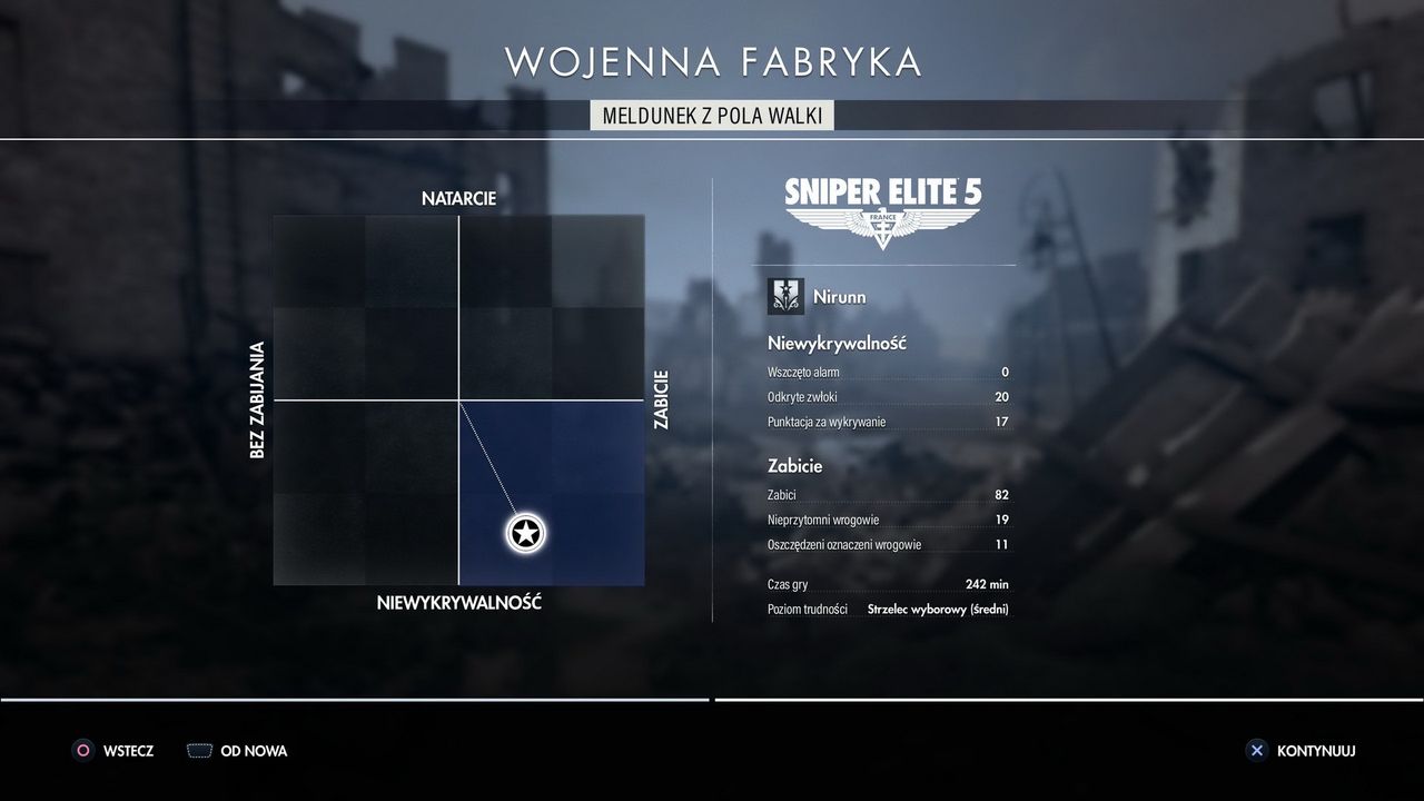 Sniper Elite 5 - ekran odprawy po misji