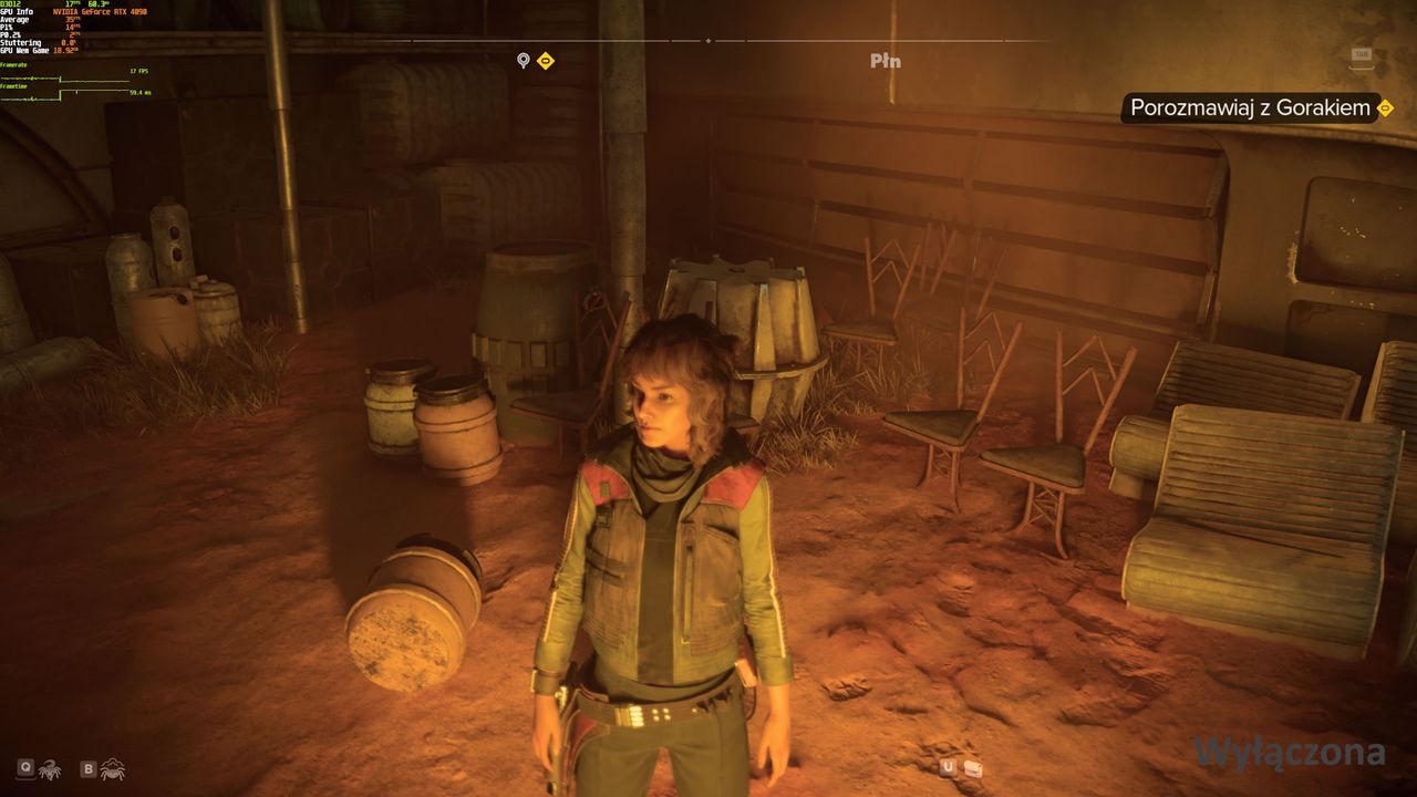Star Wars Outlaws (PC) -  porównanie ustawień odszumiania 1 - DLSS RR OFF