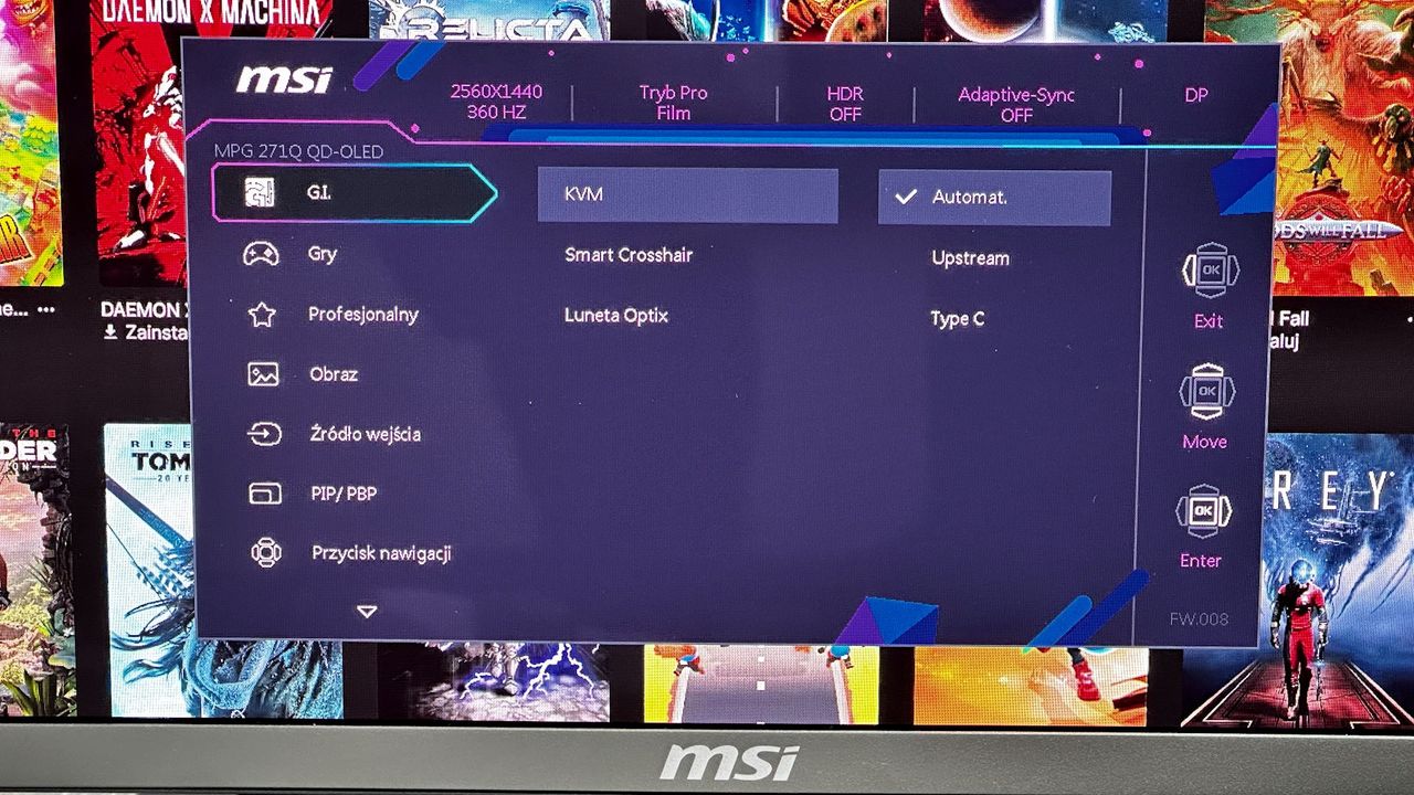 MSI MPG 271QRX QD-OLED - ustawienia OSD 1