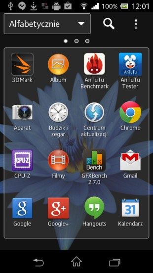 Sony Xperia M menu