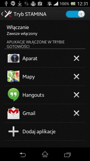Sony Xperia M zarządzanie energią