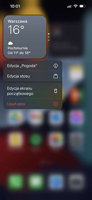 stos widżetów iOS 15