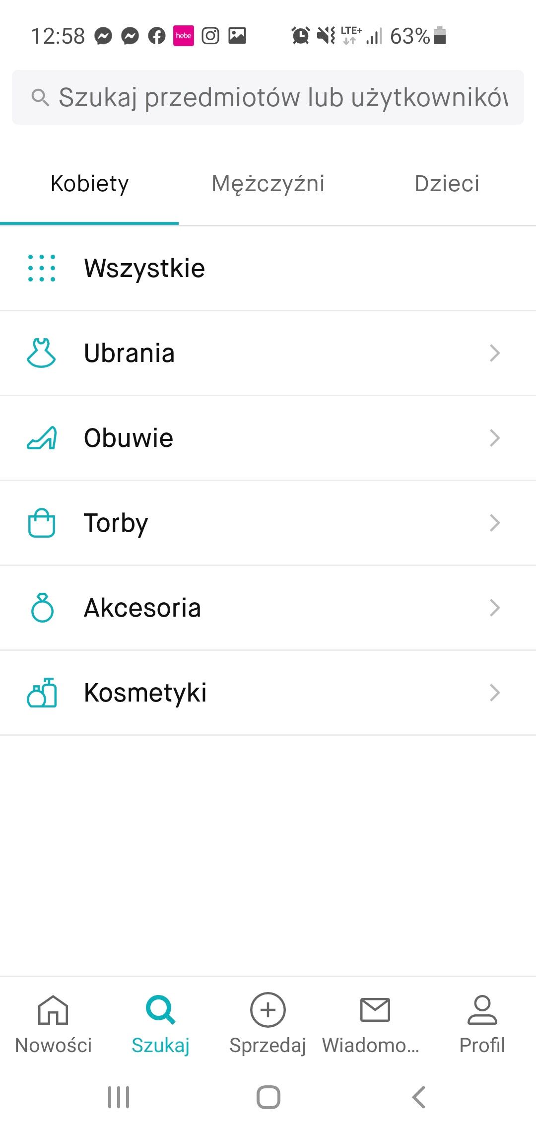 vinted - szukaj przedmiotów