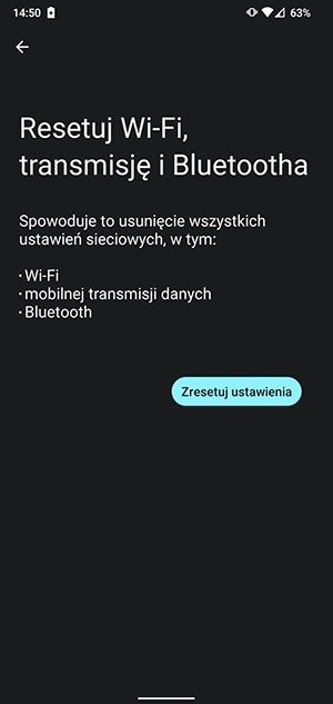 resetowanie ustawień Wi-Fi w telefonie