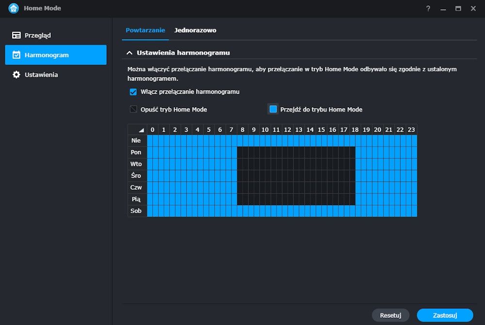 Synology CC400W - ustawienia trybu Home Mode 1