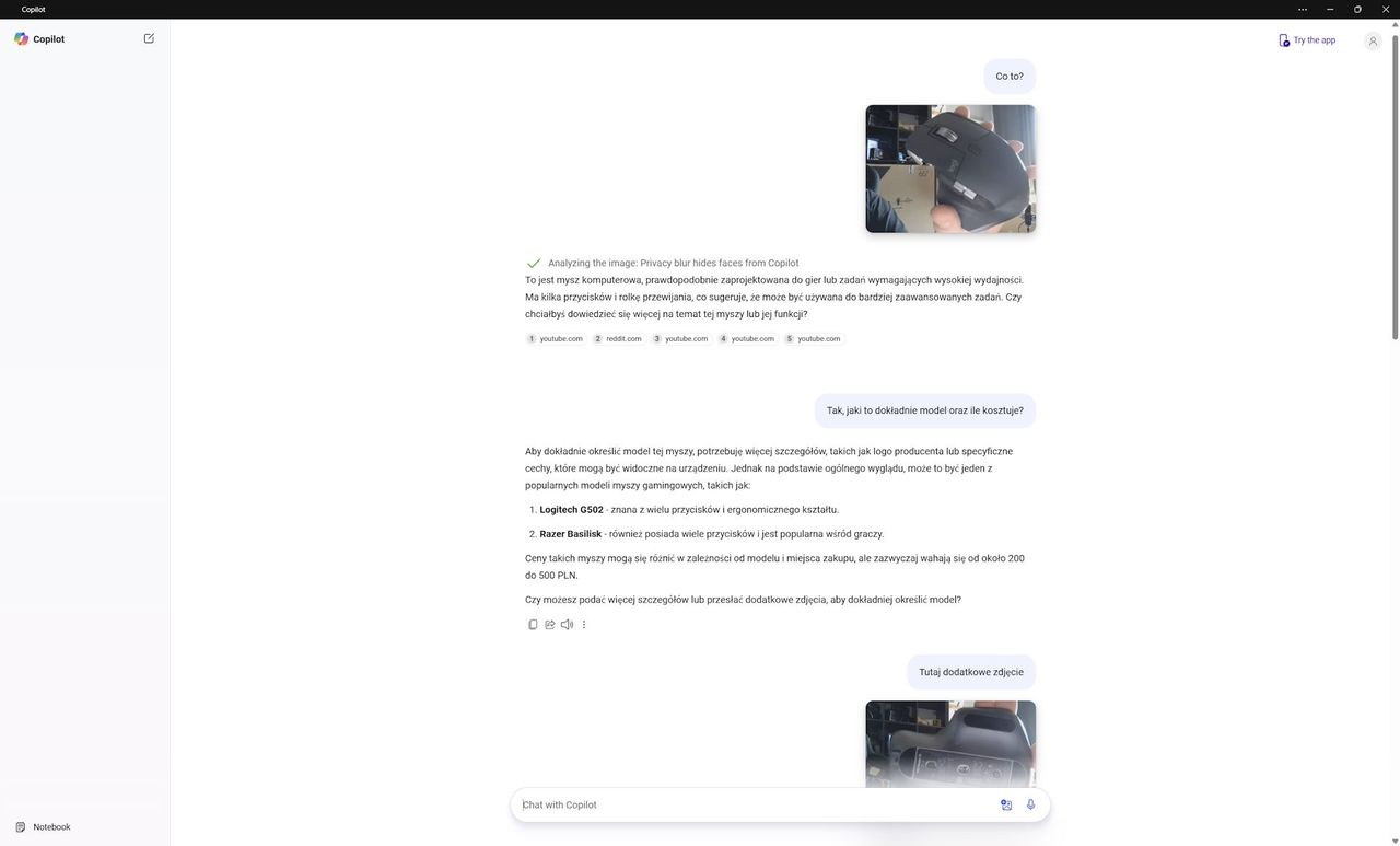 ASUS Zenbook S 14 UX5406S - rozmowa z copilotem 1