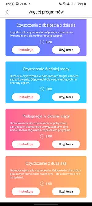 Oclean programy mycia zębów