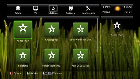 Dune HD TV - menu ekranowe