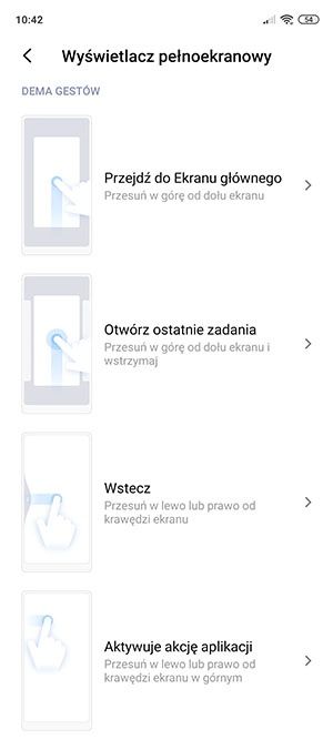 gesty systemowe pełnoekranowe MIUI 11
