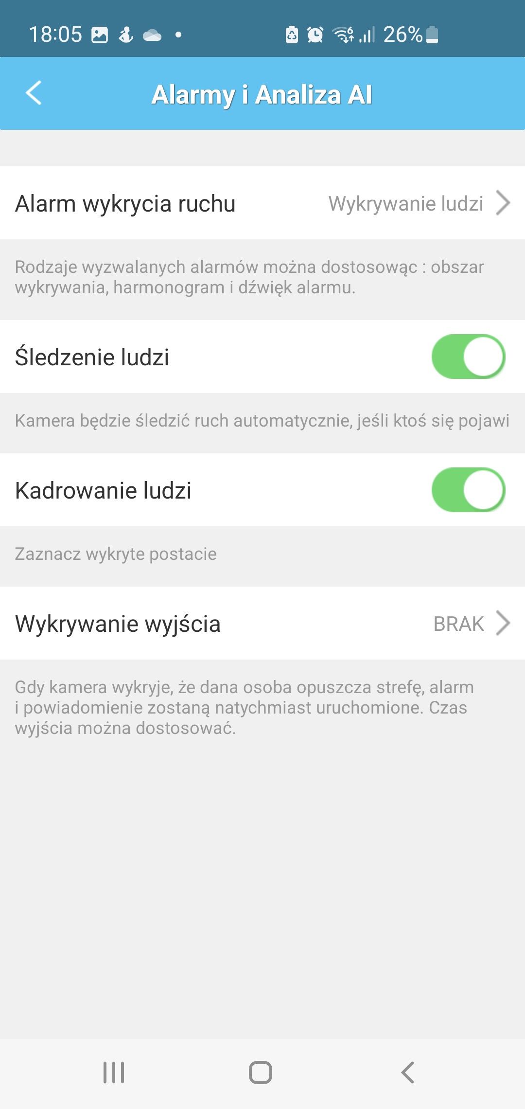 Orllo Goodcam Z14 - ustawienia kadrowania i śledzenia ruchu