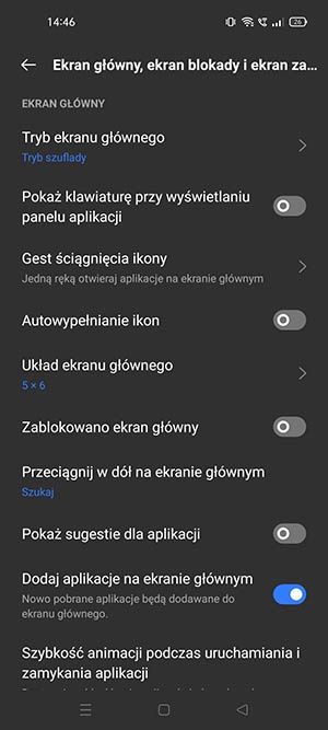 ustawienia pulpitu realme UI
