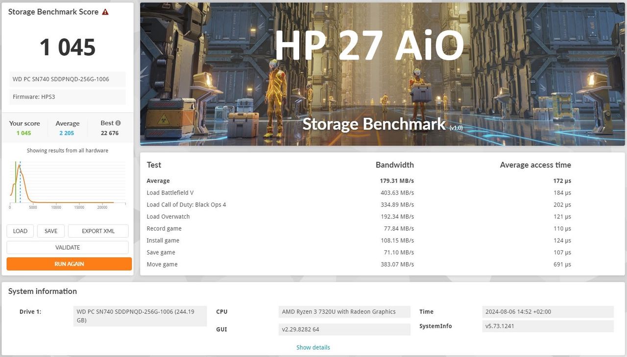 HP 27 AiO - test 3DMark Storage