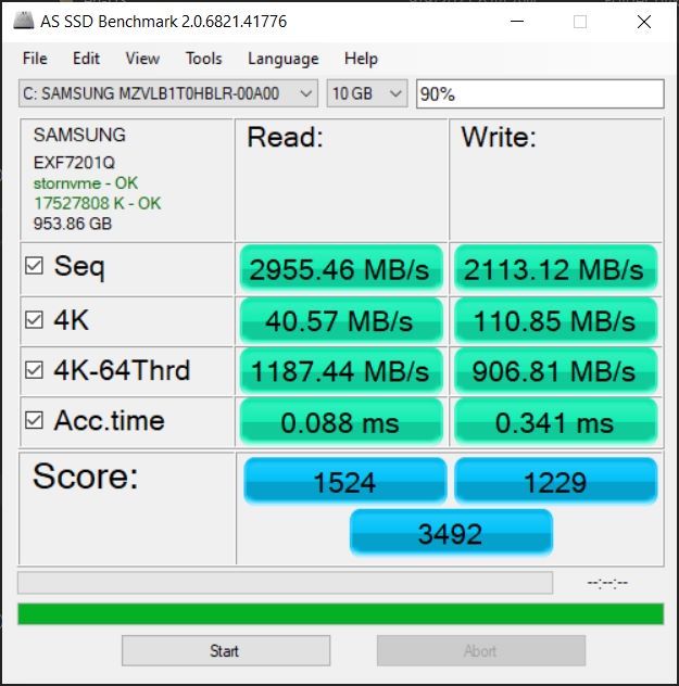 Razer Blade 14 - wyniki AS SSD