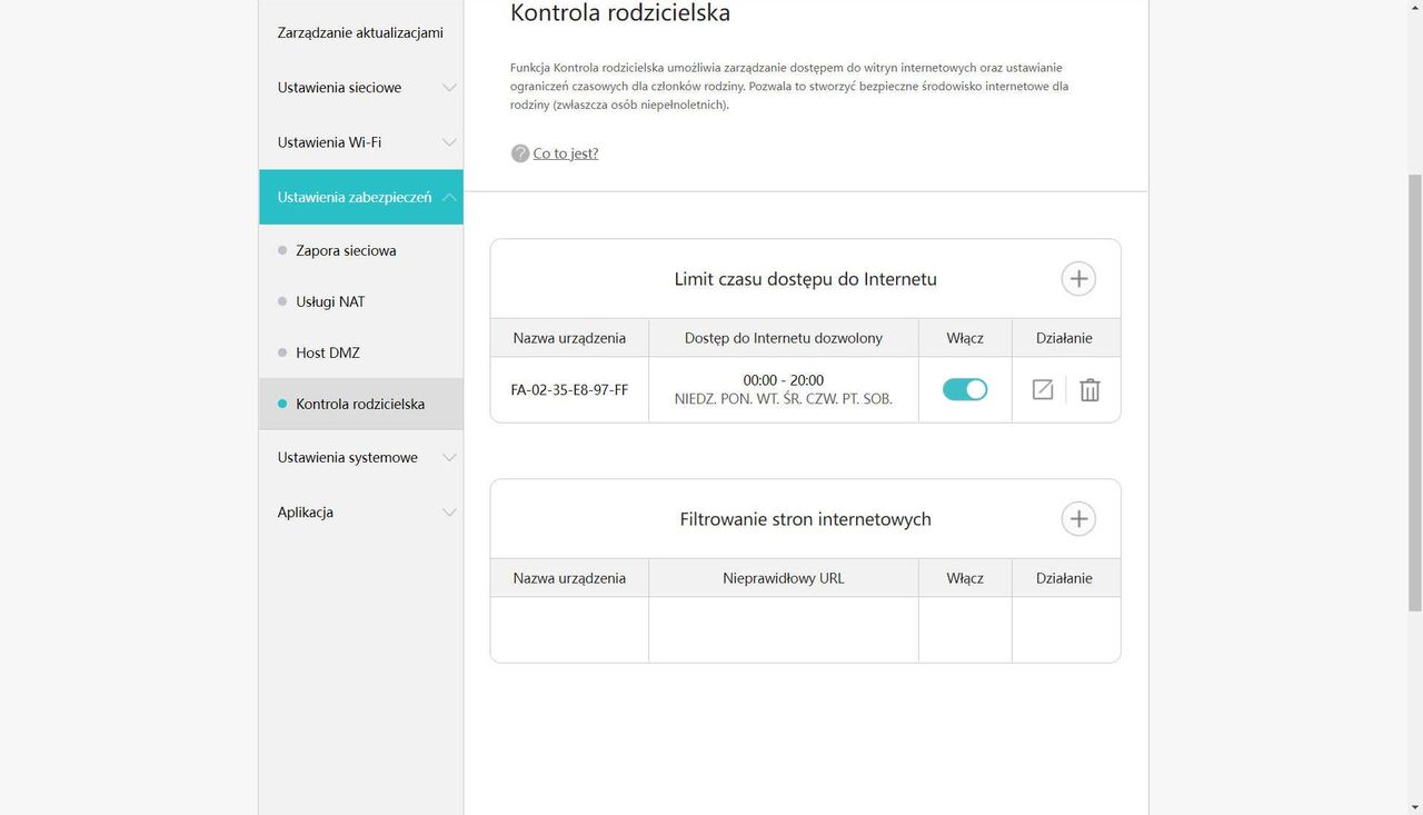 Huawei WiFi AX2 - kontrola rodzicielska